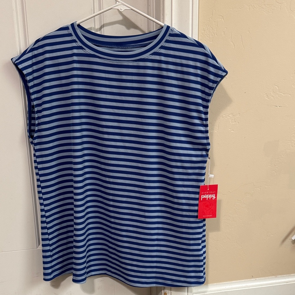 Blue Striped Sleeveless Top
